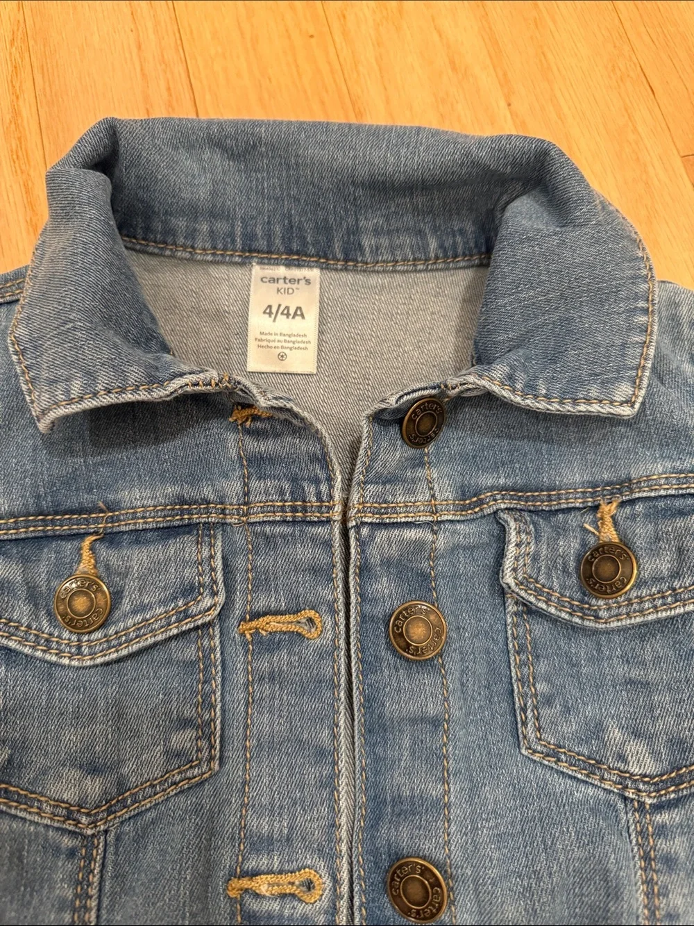 Carters 4T Children's Light Blue Denim Button Up Jacket with pockets 90% cotton